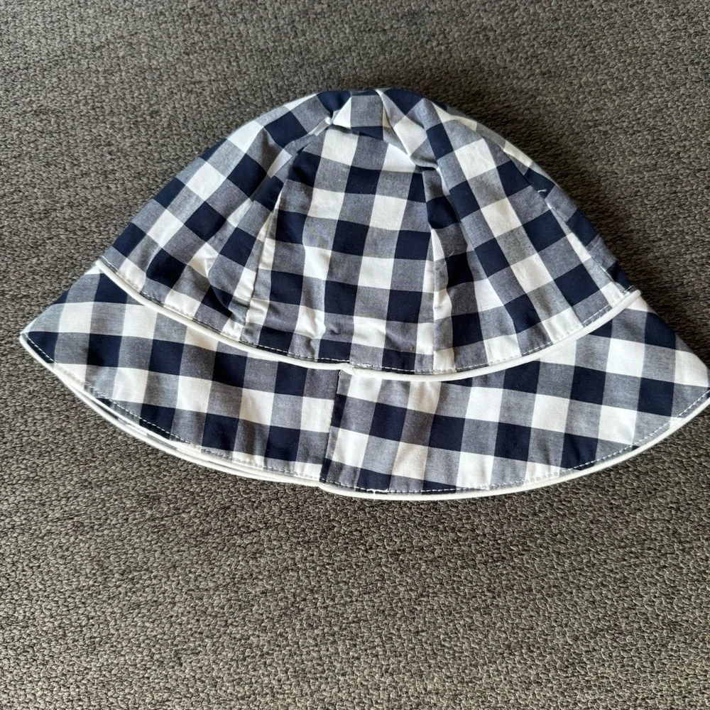 Janie and Jack Blue White Plaid Check Baby Bucket Hat 6-12M Boy Girl NWT